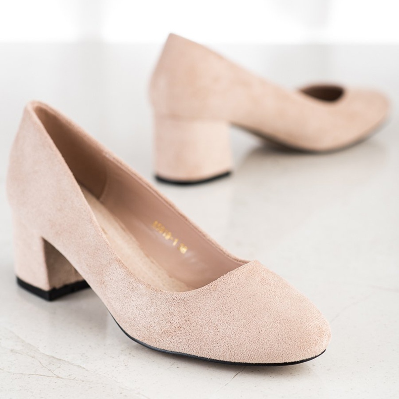 Sabatina Pumps auf breiter Säule beige 2