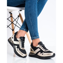 VINCEZA Glitzer-Sneaker schwarz golden 2