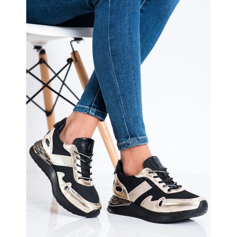 VINCEZA Glitzer-Sneaker schwarz golden 2