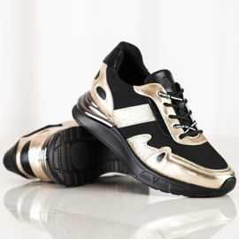 VINCEZA Glitzer-Sneaker schwarz golden 1