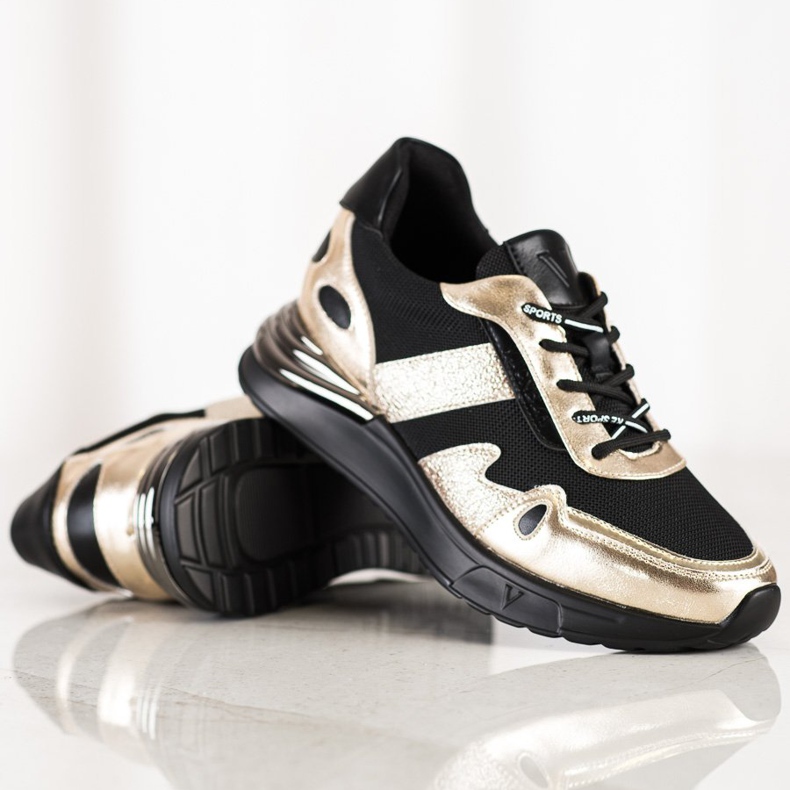 VINCEZA Glitzer-Sneaker schwarz golden 1