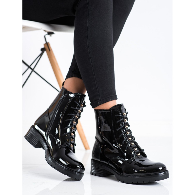 S. BARSKI Arbeiter aus lackiertem Öko-Leder S.BARSKI schwarz 2