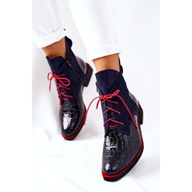 Alberto Violli Lederstiefeletten Alligatormuster Navy Blue Bruselle rot marineblau 2