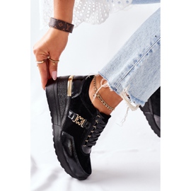 S.Barski Sneakers mit Keilabsatz aus Leder für Damen Schwarz Montessori 2