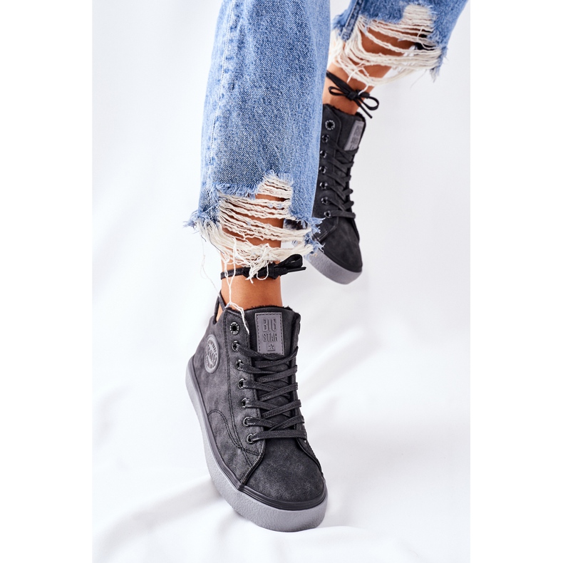 Isolierte Sneakers aus Leder Big Star II274148 Schwarz 2