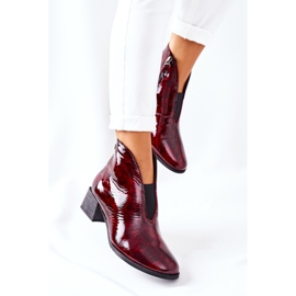 Warme Lederstiefel mit hohem Absatz Maciejka 04777-23 Claret rot 2