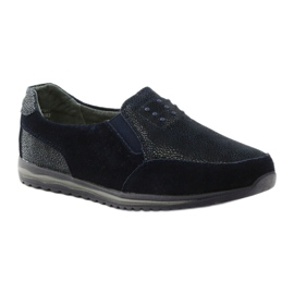 Sportlicher Damen-Slipper aus DK-Leder in Marineblau 1