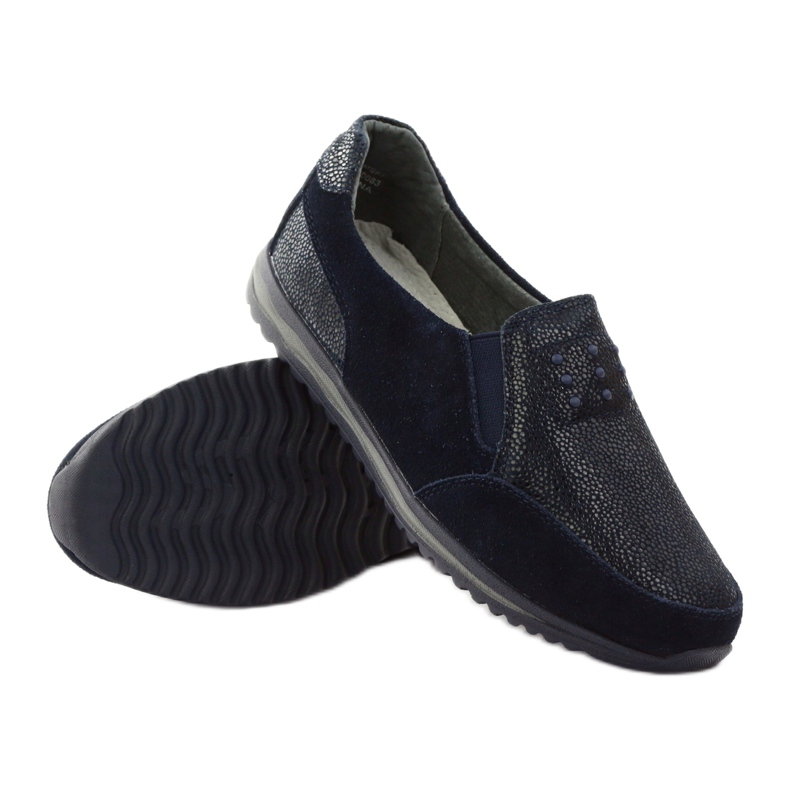Sportlicher Damen-Slipper aus DK-Leder in Marineblau 3