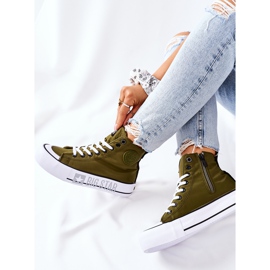 Hohe Sneakers auf der Big Star II274017 Khaki-Plattform grün 1