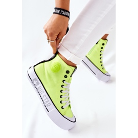 Hohe Sneakers On The Big Star II274015 Neongelbe Plattform 2