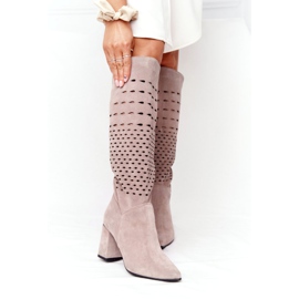 Lewski Shoes Durchbrochene Stiefel Lewski Schuhe 2847 / B Beżowe beige 2