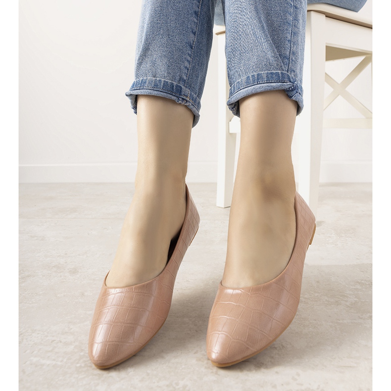 Rosa Ballerinas im Camilia-Krokodilhaut-Muster 1