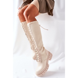 PB1 Hohe Stiefel mit Socke Beige Monteri 1