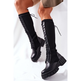 PB1 Hohe Stiefel mit Socke Schwarz Monteri 2