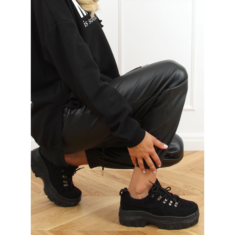 Schwarz 6290 Schwarze Sportschuhe mit hohen Sohlen 2