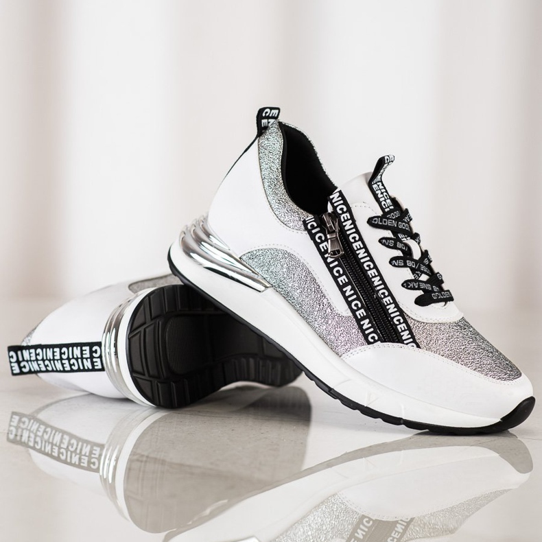 VINCEZA Sneaker mit Reißverschluss weiß grau 1