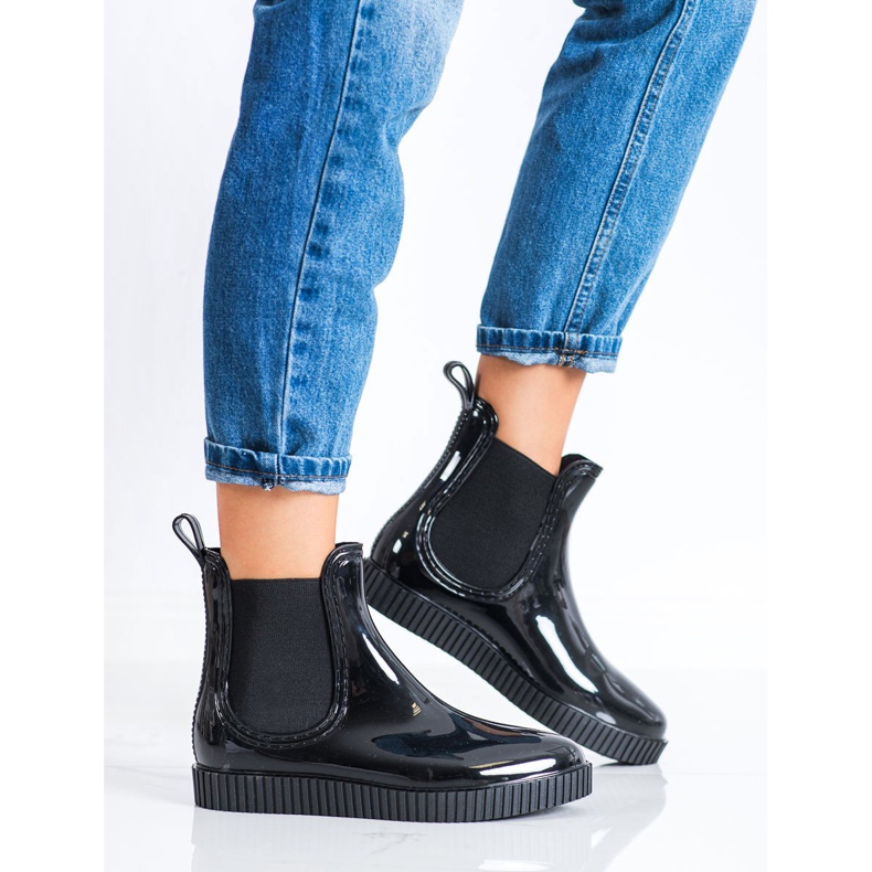 SHELOVET Lackierte Galoschen auf der Plattform schwarz 2