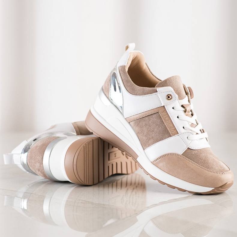 VINCEZA Freizeit-Sneaker beige weiß braun 1