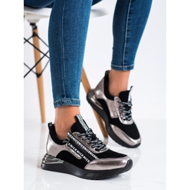 VINCEZA Sneaker mit Reißverschluss schwarz golden 2