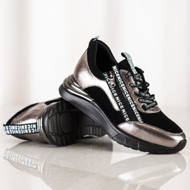 VINCEZA Sneaker mit Reißverschluss schwarz golden 1