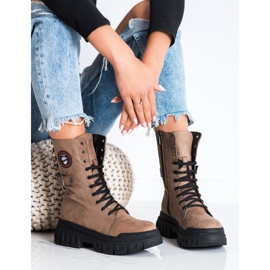 SHELOVET Wildlederstiefel auf der Plattform braun 4