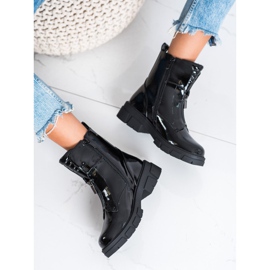 Lackierte S. Barski Reißverschlusstaschen schwarz 2