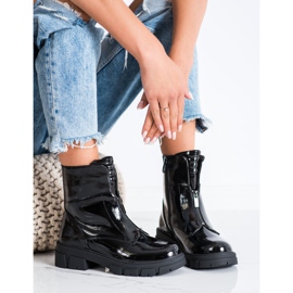 Lackierte S. Barski Reißverschlusstaschen schwarz 1