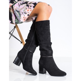 M.Daszyński Elegante Stiefel an einem Pfosten schwarz 1