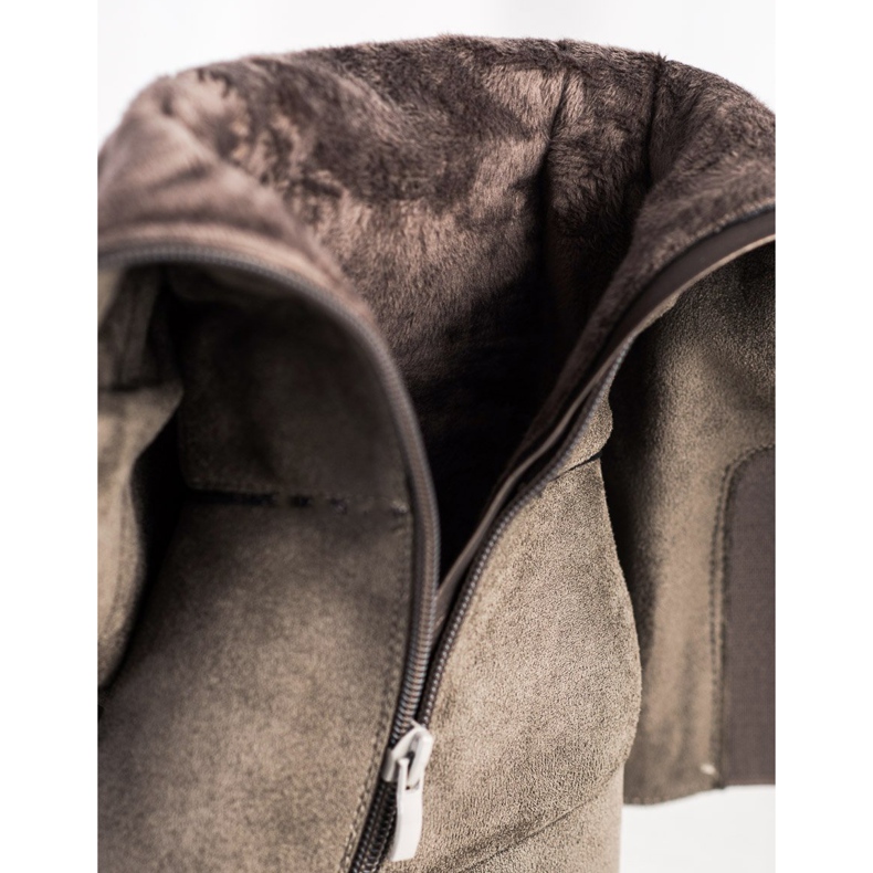 M.Daszyński Elegante Stiefel an einem Pfosten grau 1