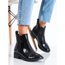 Goodin Lackierte Jodhpur-Stiefel Schlangenmuster schwarz 2