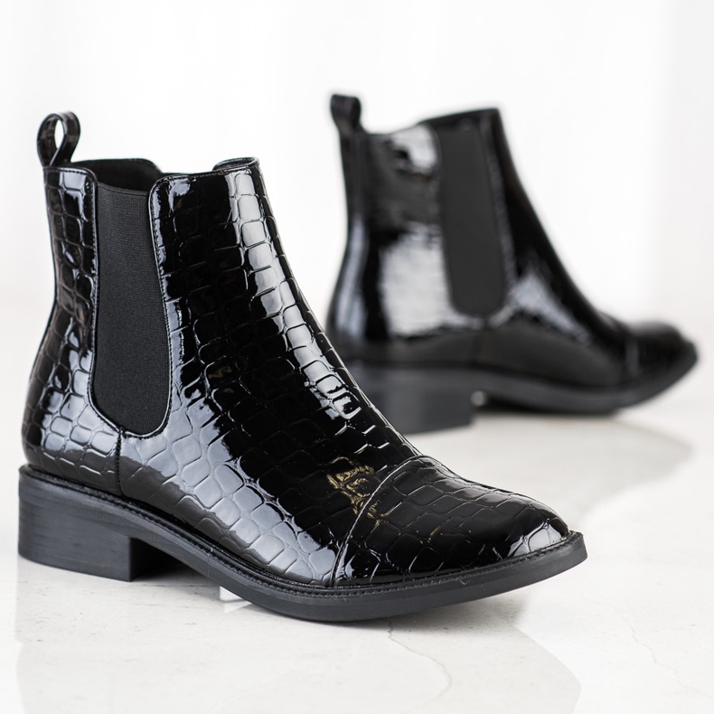 Goodin Lackierte Jodhpur-Stiefel Schlangenmuster schwarz 1