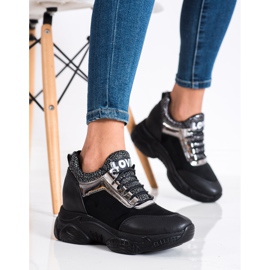 SHELOVET Modische Keilsneakers Love schwarz 1