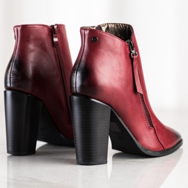 SHELOVET Kastanienbraune Stiefeletten in Spitz rot 1