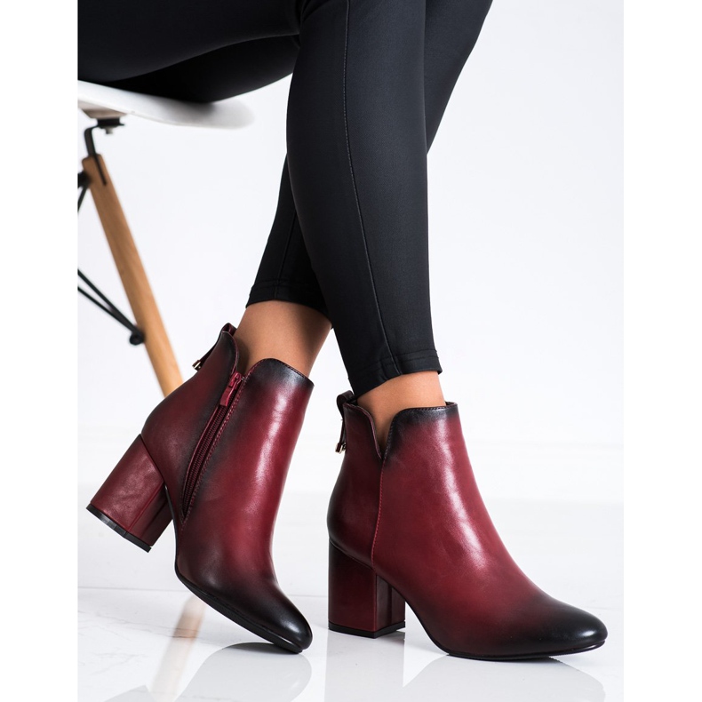 M.Daszyński Kastanienbraune Stiefel mit Isolierung rot 2