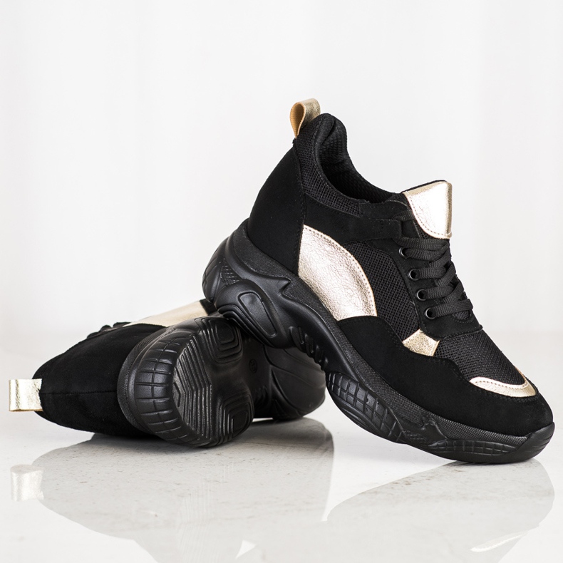 SHELOVET Bequeme Sneakers in SCHWARZ und GOLD golden 2