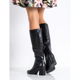 M.Daszyński Warme Stiefel in Spitz schwarz 2