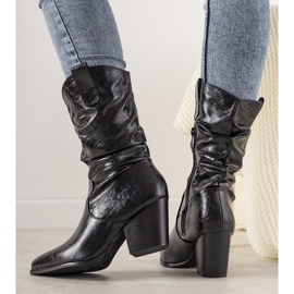 Schwarze geblasene Cowboystiefel für Damen 1