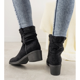 Schwarze Steppstiefel für Damen Cognac 1