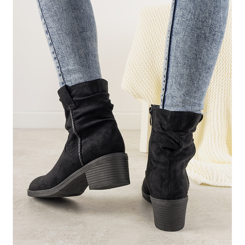 Schwarze Steppstiefel für Damen Cognac 1