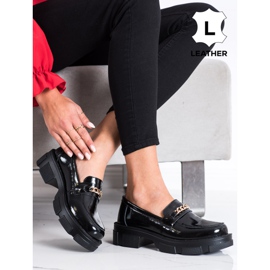 Filippo Leder-Brogues mit Kette schwarz 1