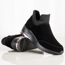 Filippo Ledersneaker an einem Reißverschluss schwarz 1