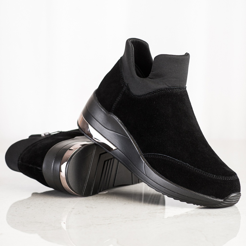 Filippo Ledersneaker an einem Reißverschluss schwarz 1