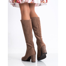 SHELOVET Stiefel mit hohen Absätzen aus Wildleder braun 1