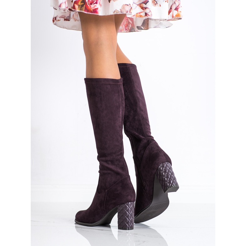 SHELOVET Stiefel mit hohen Absätzen aus Wildleder lila 1
