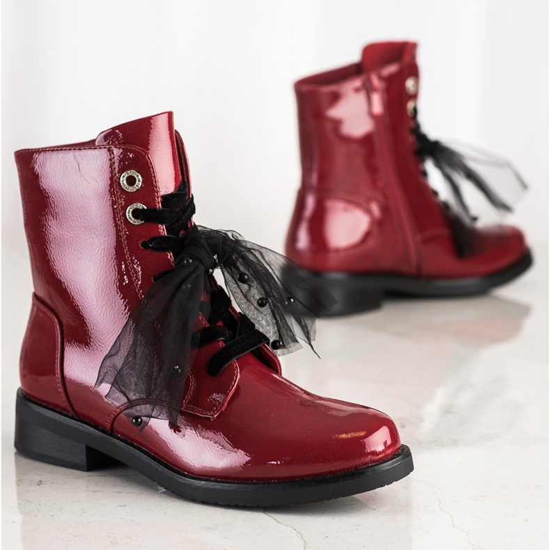 Elegante VINCEZA Schnürstiefel rot 2