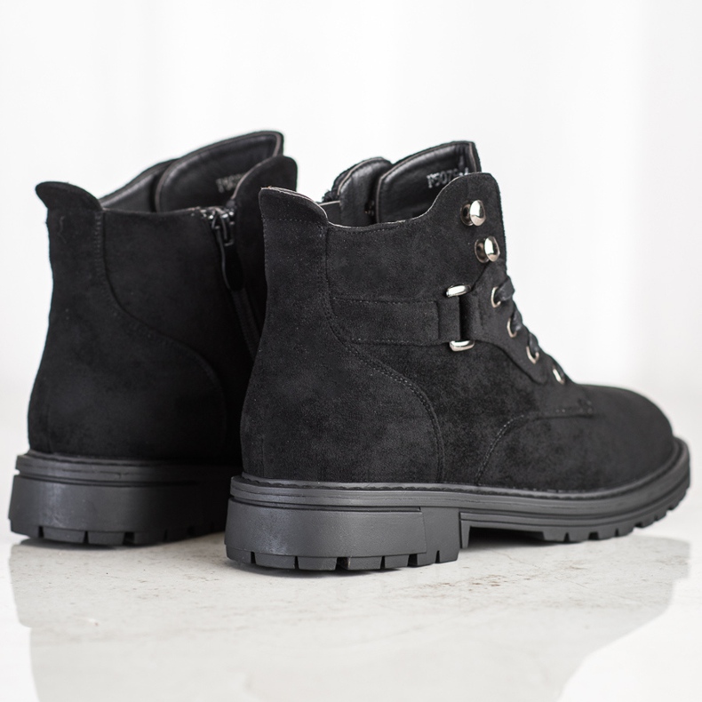 SHELOVET Schnürstiefeletten aus Wildleder schwarz 2