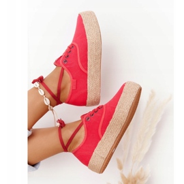 Espadrilles zum Schnüren auf einer geflochtenen Plattform Big Star FF274141 Rot 5