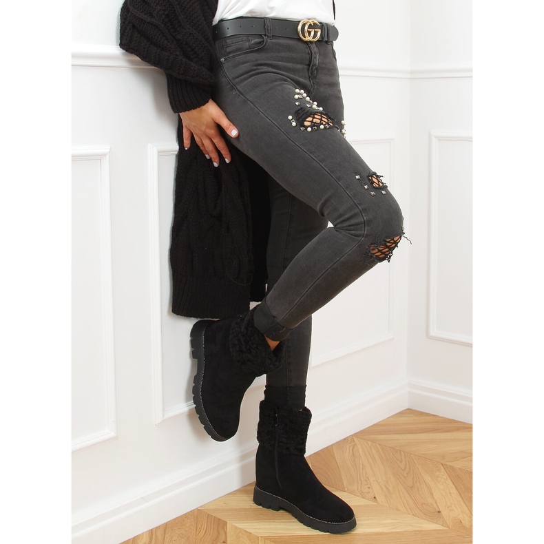 Stiefel auf einem versteckten Keil schwarz KL-711 Black 1