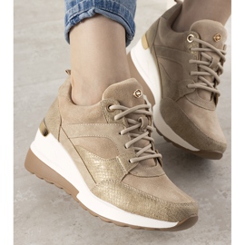 Beige Sneaker mit Schlangenhautmuster von Halsey 1