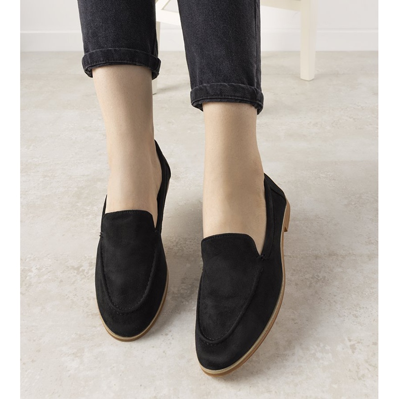 Downtown schwarze Loafer mit flachem Absatz 1